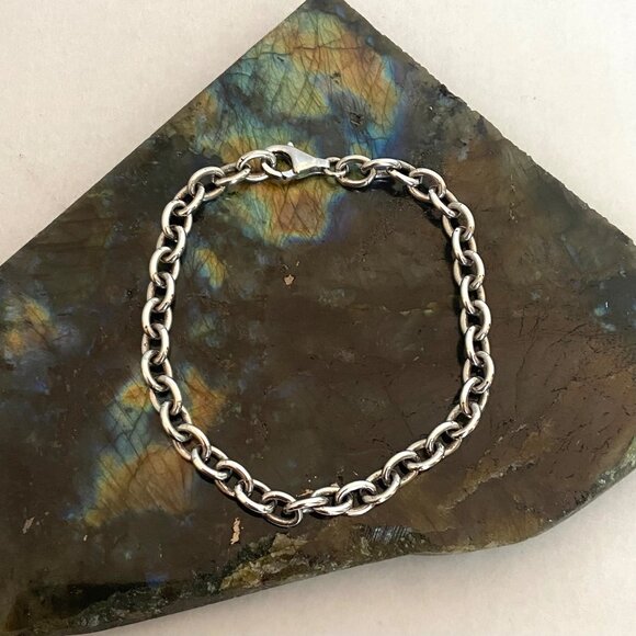 Solid Sterling Silver 925 5.8MM Oval Cable Chain Charm Bracelet 7.75" - Picture 16 of 16